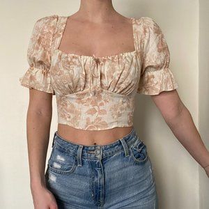 Reformation White and Beige Montague Top